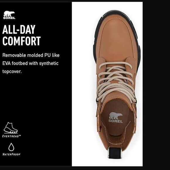 NWOB Sorel Brex Lace Waterproof Boot in Tawny Buff / Black | Size 10 - Picture 4 of 11